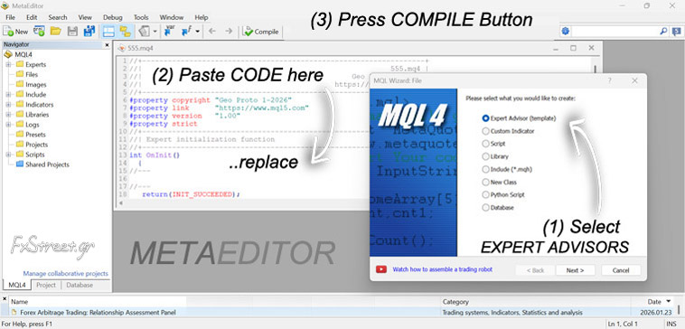 Αντιγραφή του Κώδικα στον MetaEditor και Μεταγλώττιση Αντιγραφή του Κώδικα στον MetaEditor και Μεταγλώττιση